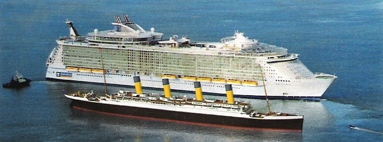 Титаник в сравнении с современными суперлайнерами 